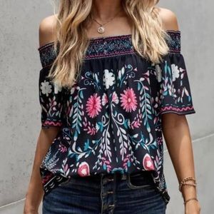 Floral off the shoulder shirt